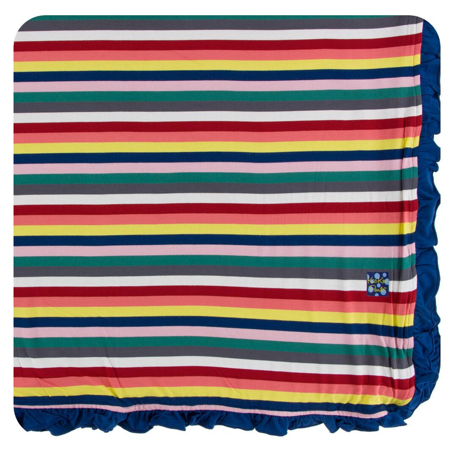 Bamboo Toddler Blanket in bright stripes - Pink and Brown Boutique