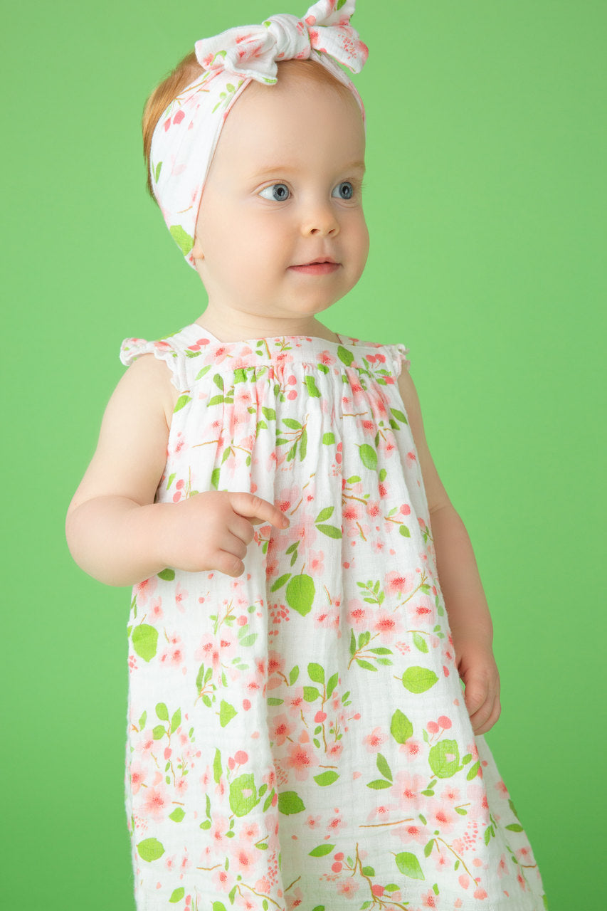 cherry blossom dress and diaper cover - Pink and Brown Boutique