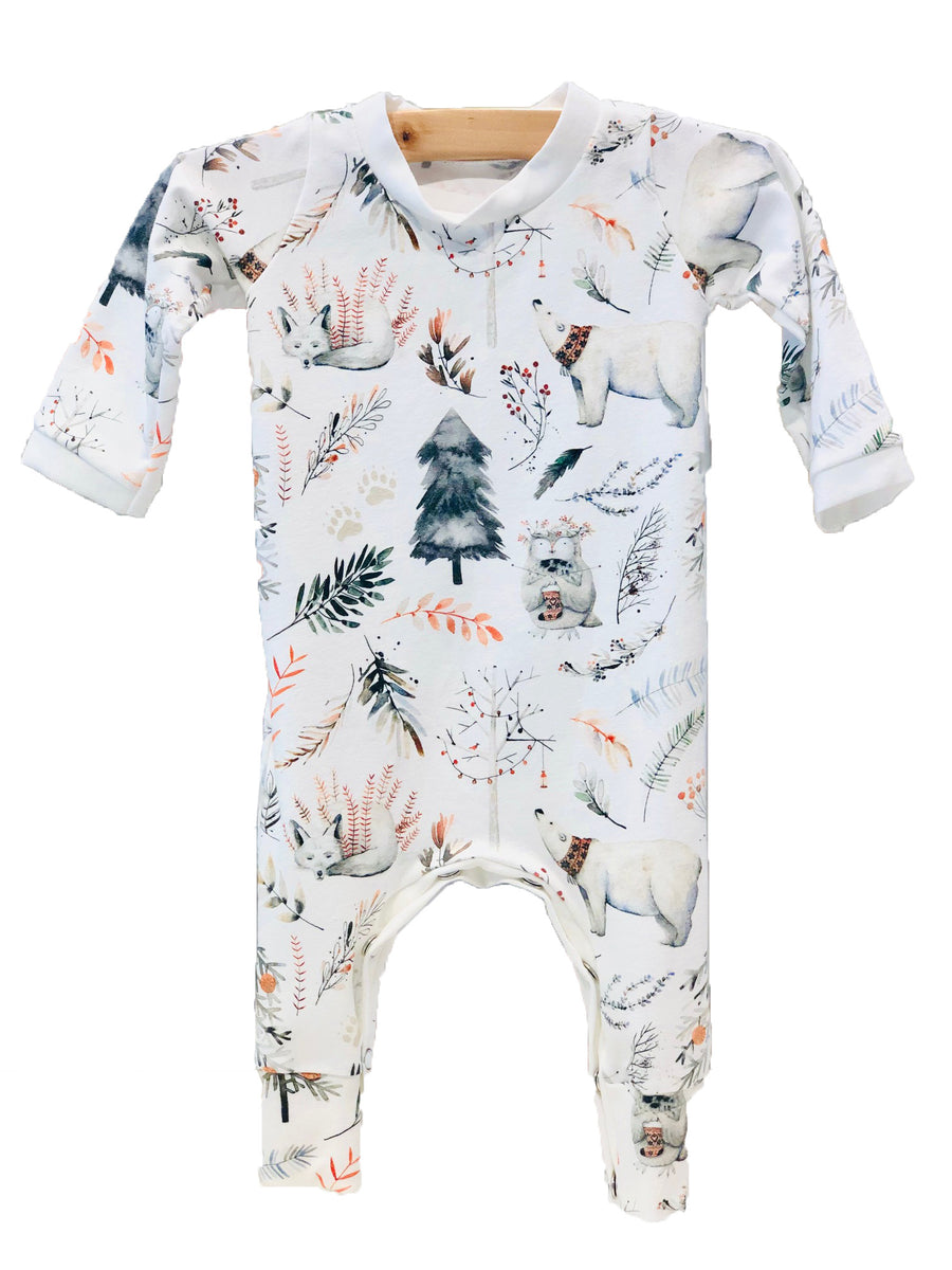 Water Color Forest Friends Romper - Pink and Brown Boutique