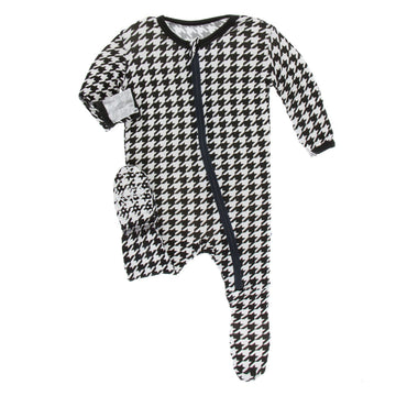 zebra houndstooth zipper footie - Pink and Brown Boutique