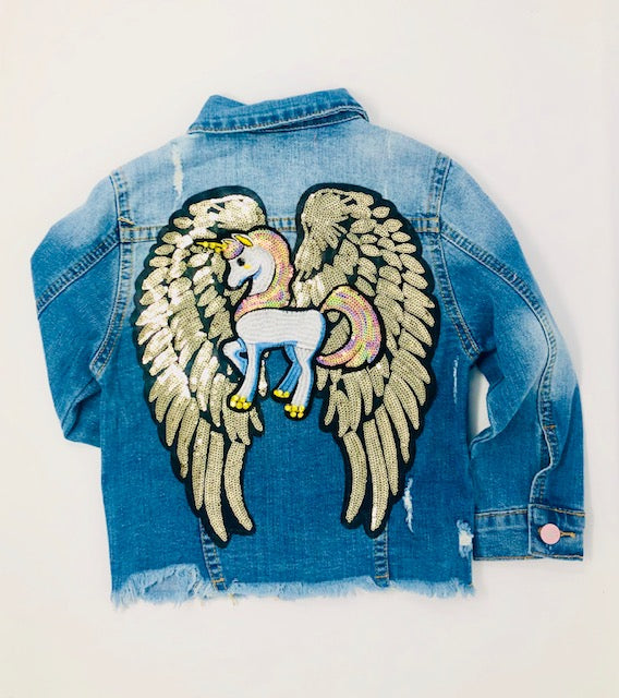 magical wing unicorn jean jacket - Pink and Brown Boutique