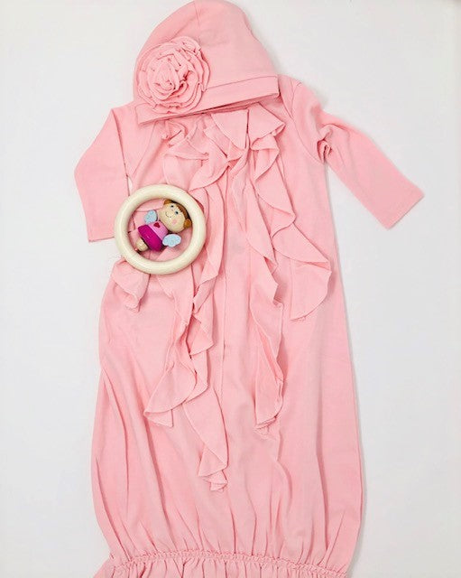 ruffle gown Baby Gift Set - Pink and Brown Boutique