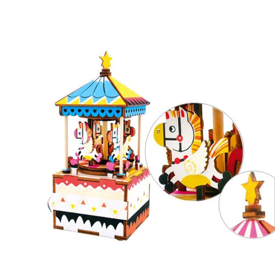 merry-go-round diy 3d wooden music box - Pink and Brown Boutique