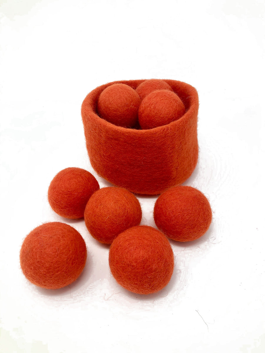 orange handmade wool basket ball set - Pink and Brown Boutique