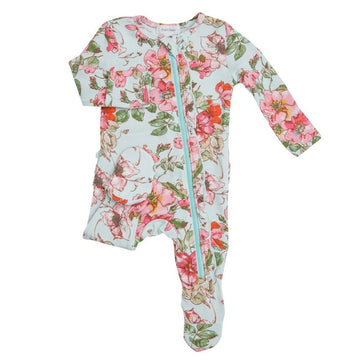 rose garden bamboo zipper footie - Pink and Brown Boutique