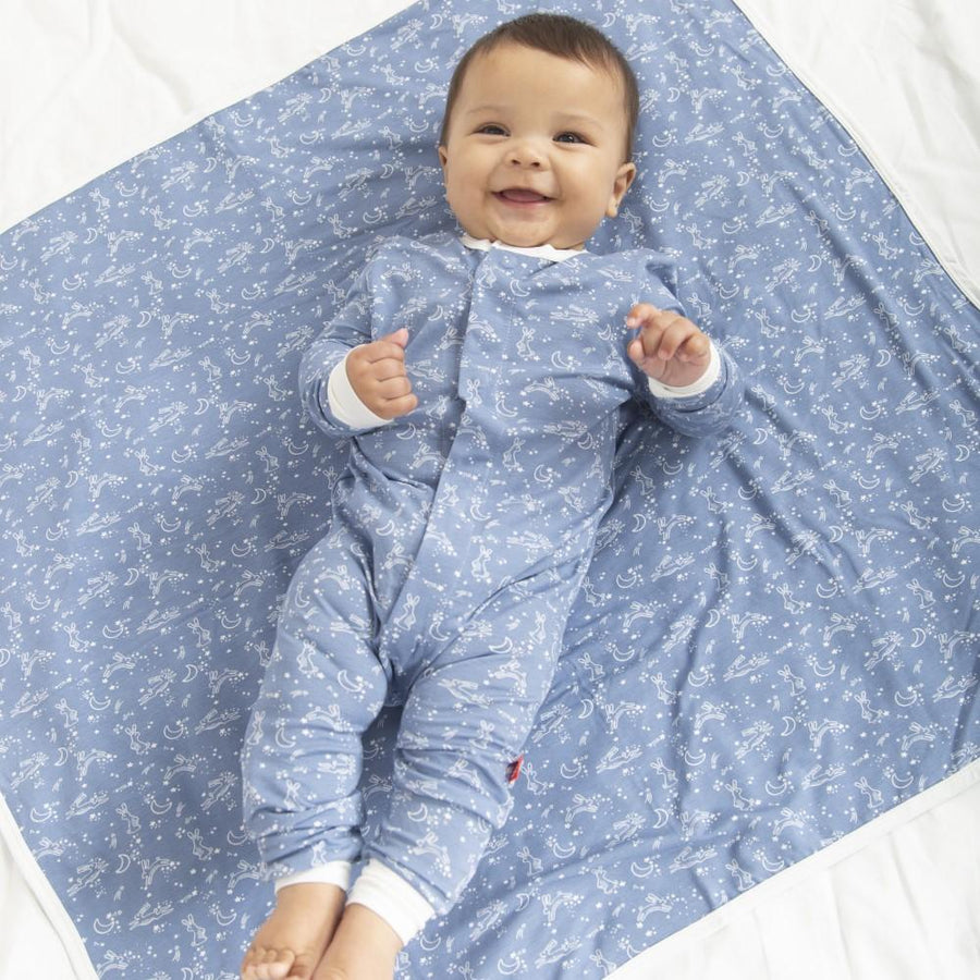 blue sky bunny modal swaddle blanket - Pink and Brown Boutique