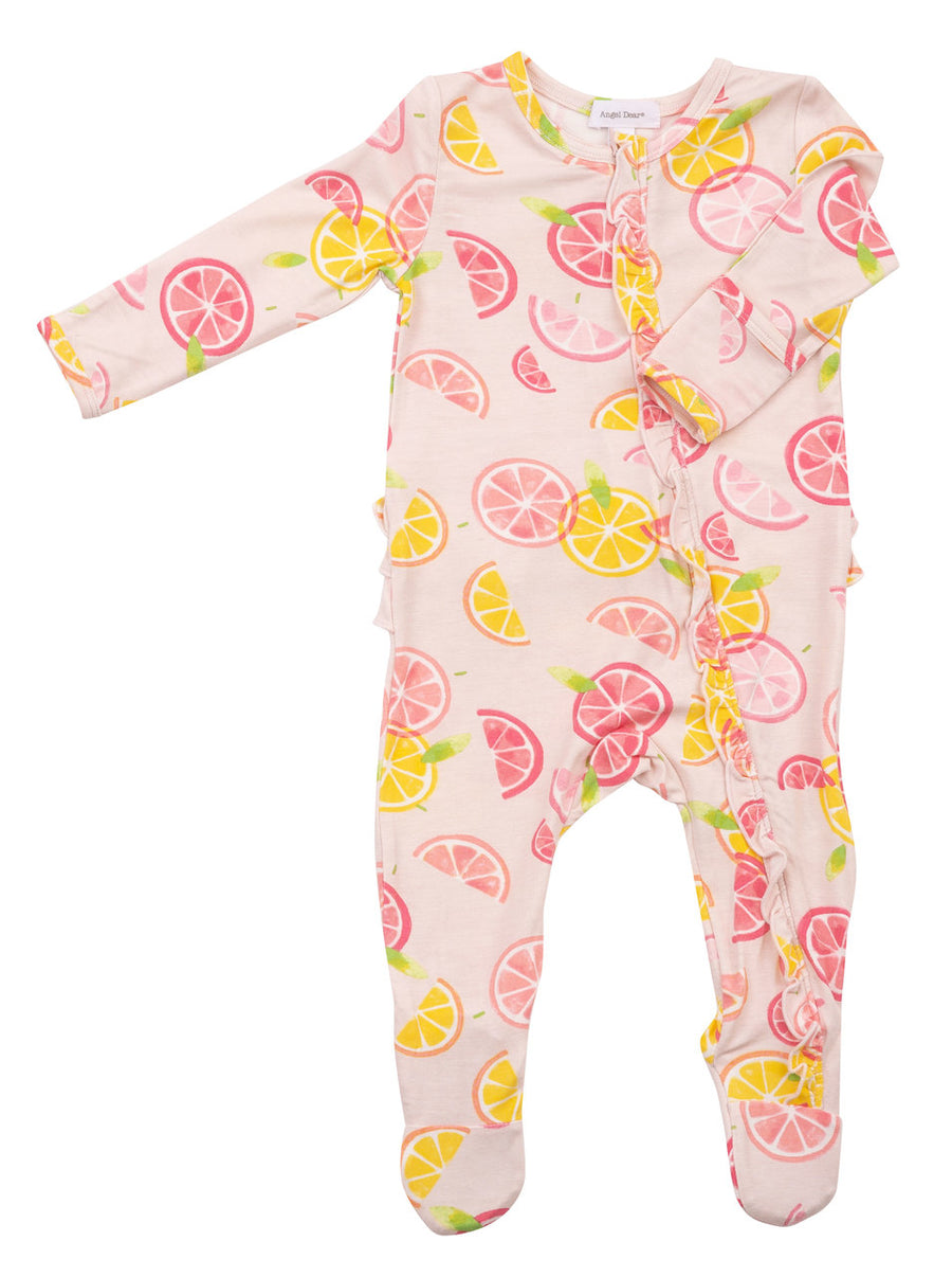 citrus bamboo zipper footie - Pink and Brown Boutique