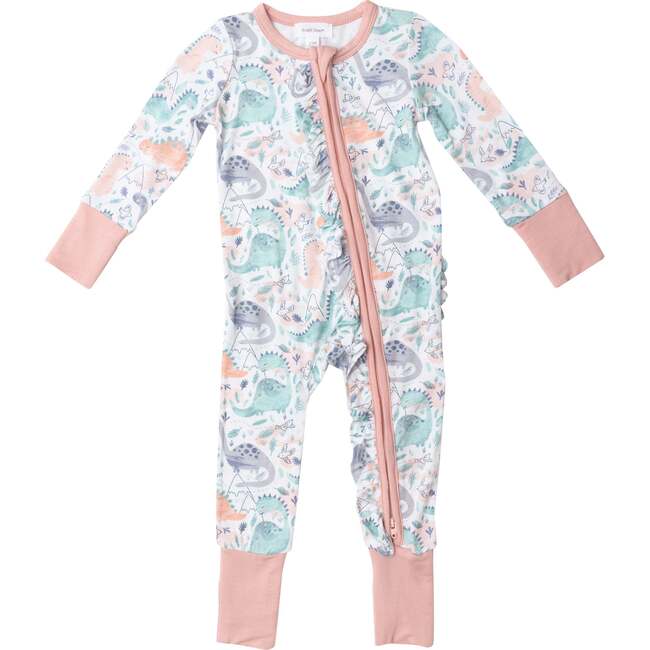 pink dino zipper bamboo coverall - Pink and Brown Boutique