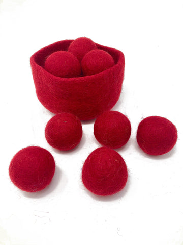 red handmade wool basket ball set - Pink and Brown Boutique