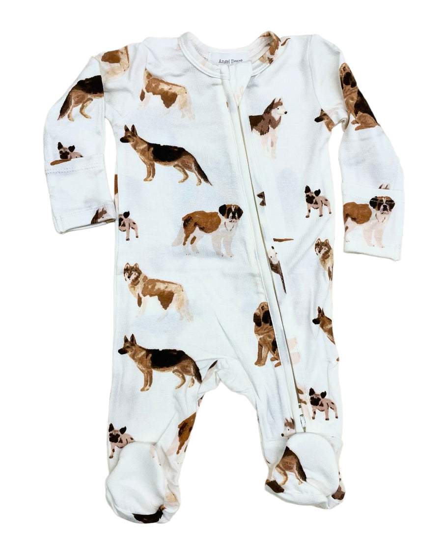 doggy zipper footie - Pink and Brown Boutique