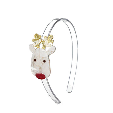 Reindeer Pearlized Cream Headband - Pink and Brown Boutique