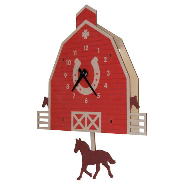 Horse Barn Pendulum Clock - Pink and Brown Boutique