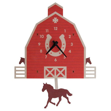 Horse Barn Pendulum Clock - Pink and Brown Boutique