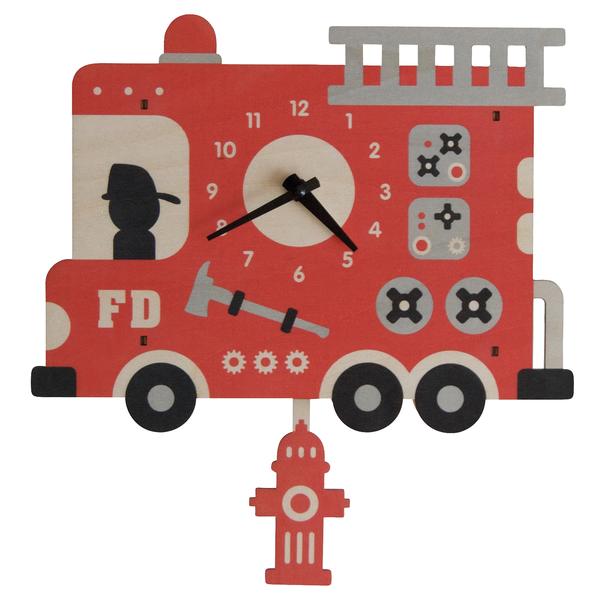Fire Truck Pendulum Clock - Pink and Brown Boutique