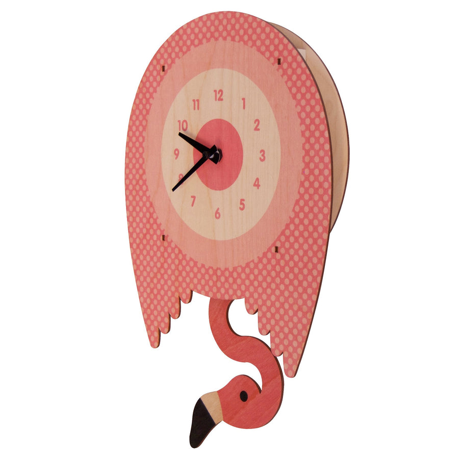 Flamingo Pendulum Clock - Pink and Brown Boutique