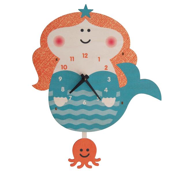 Mermaid Pendulum Clock - Pink and Brown Boutique
