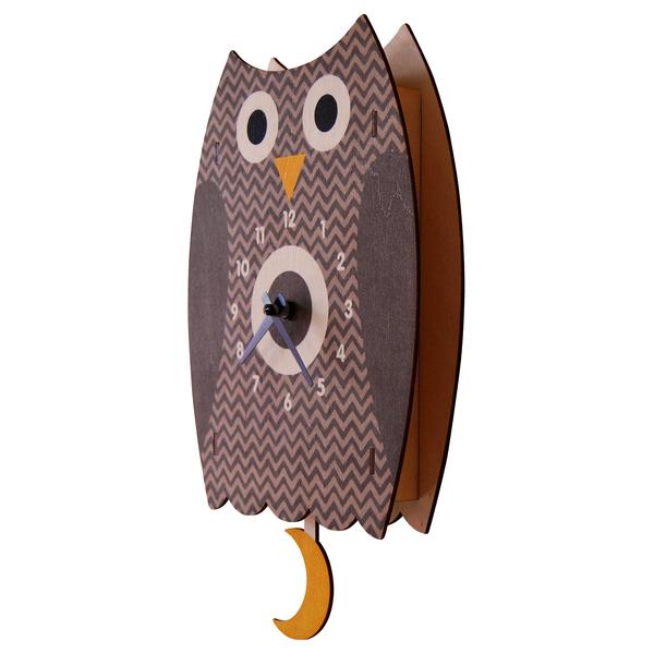 Owl Pendulum Clock - Pink and Brown Boutique