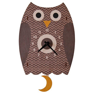 Owl Pendulum Clock - Pink and Brown Boutique