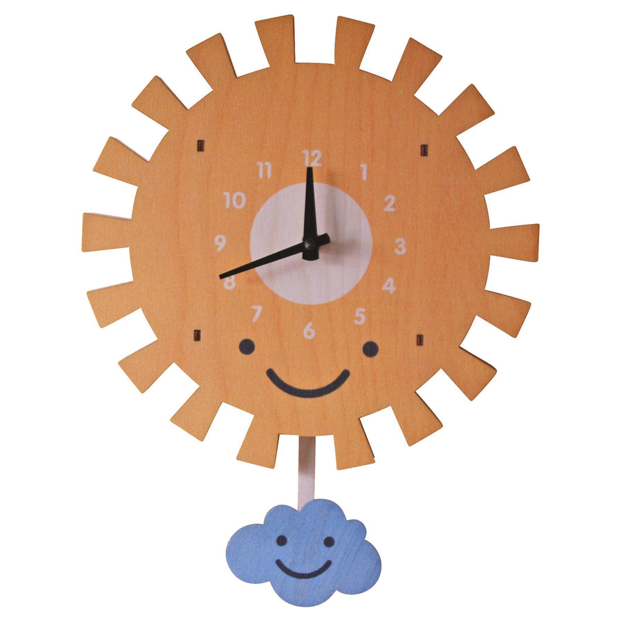 Sun and Cloud Pendulum Clock - Pink and Brown Boutique