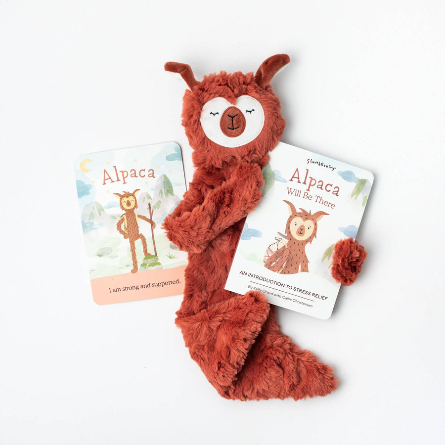 Alpaca Snuggler + Intro Book - Stress Relief - Pink and Brown Boutique