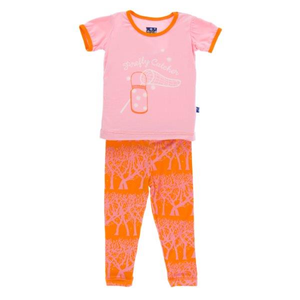 Bamboo Pajama Set in Fireflies - Pink and Brown Boutique