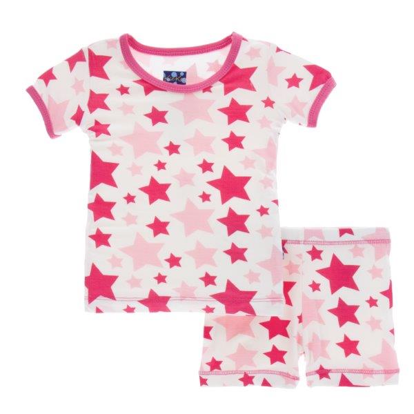 Bamboo Short Pajamas in Flamingo Stars - Pink and Brown Boutique
