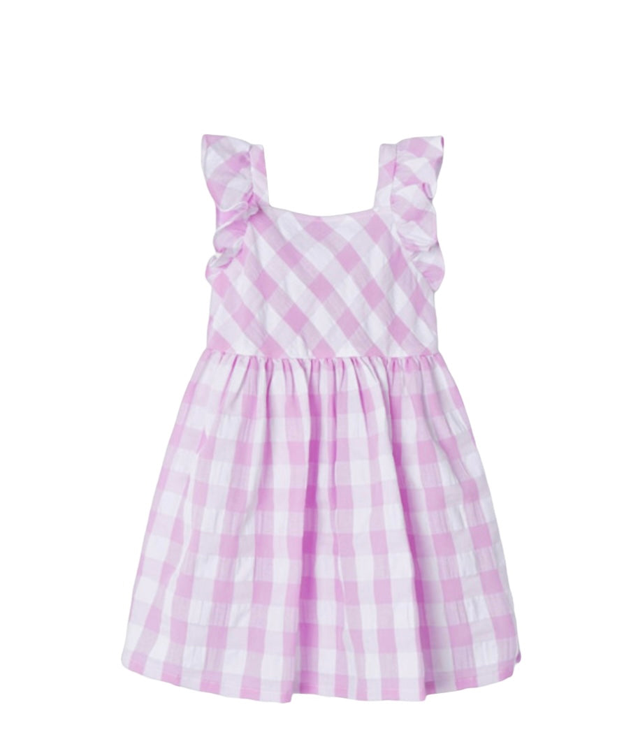 pink gingham cotton dress