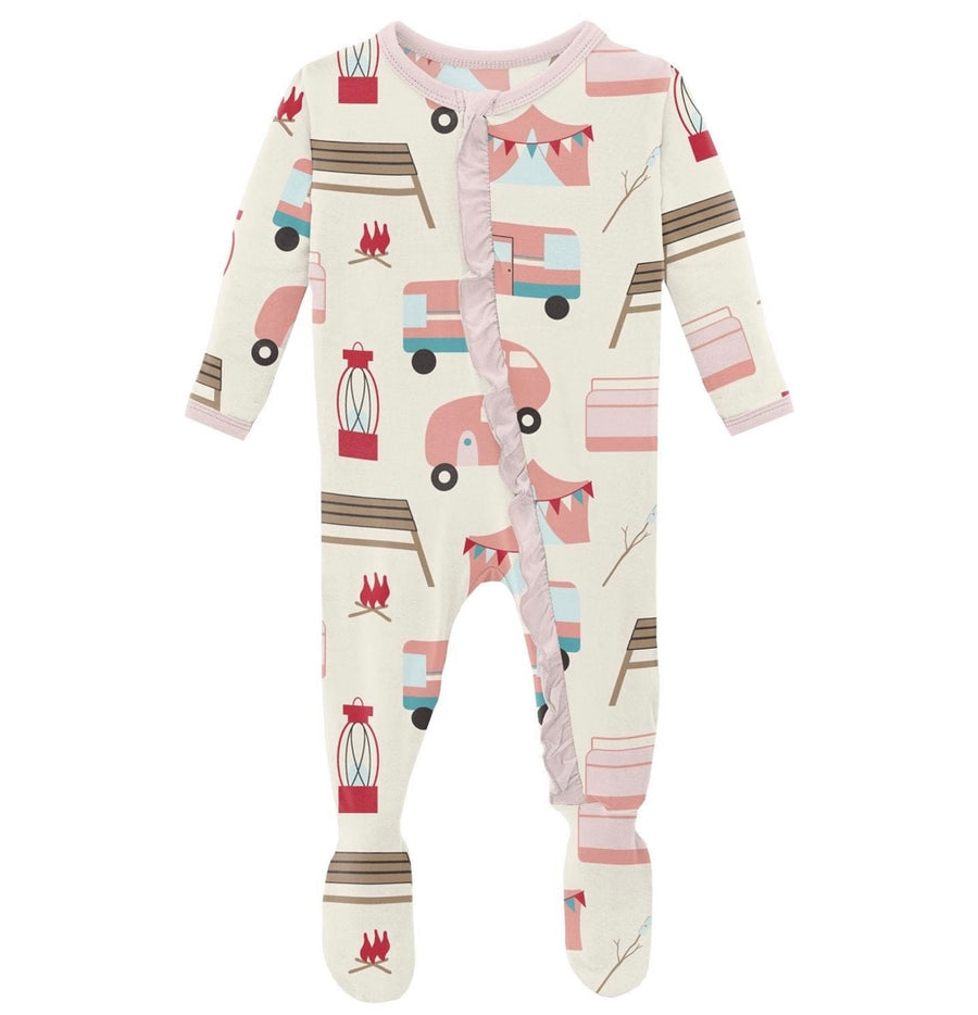 natural camping zipper footie - Pink and Brown Boutique