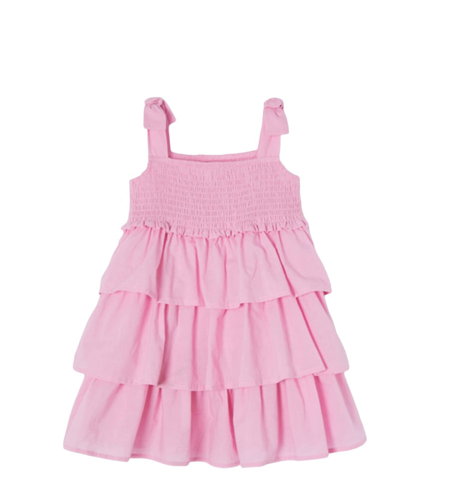 cotton pink tiered dress - Pink and Brown Boutique