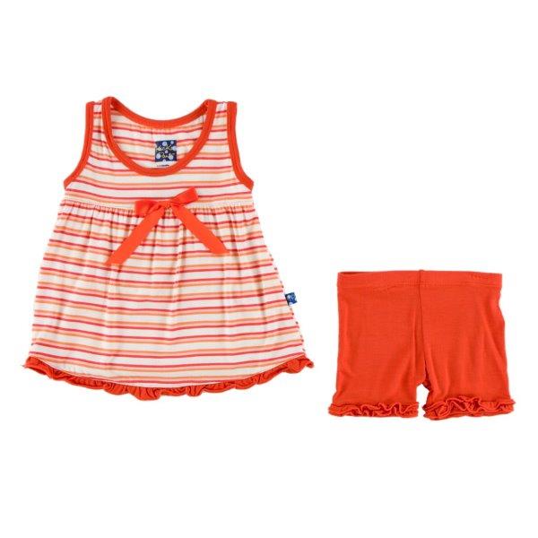 Bamboo Swingtop Outfit in Orange Stripe - Pink and Brown Boutique