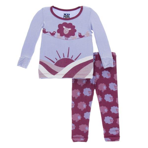 Bamboo Pajama Set in Grape Sheep - Pink and Brown Boutique