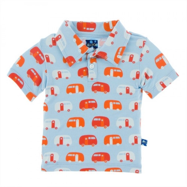Print Polo in Pond Camper - Pink and Brown Boutique