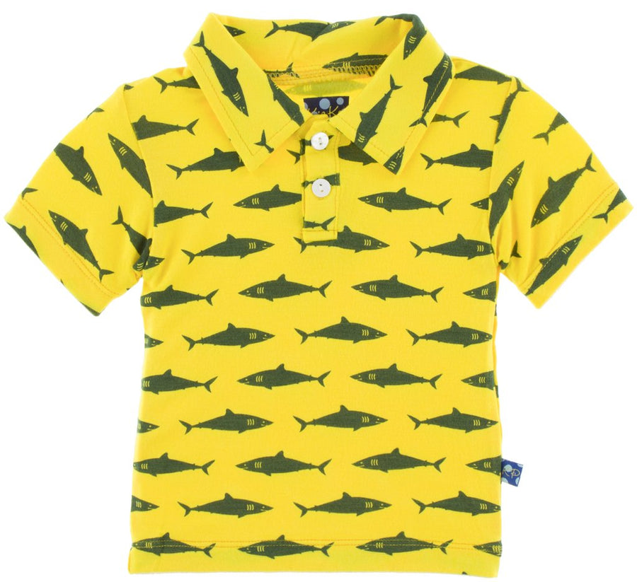 Print Polo in Lemon Shark - Pink and Brown Boutique