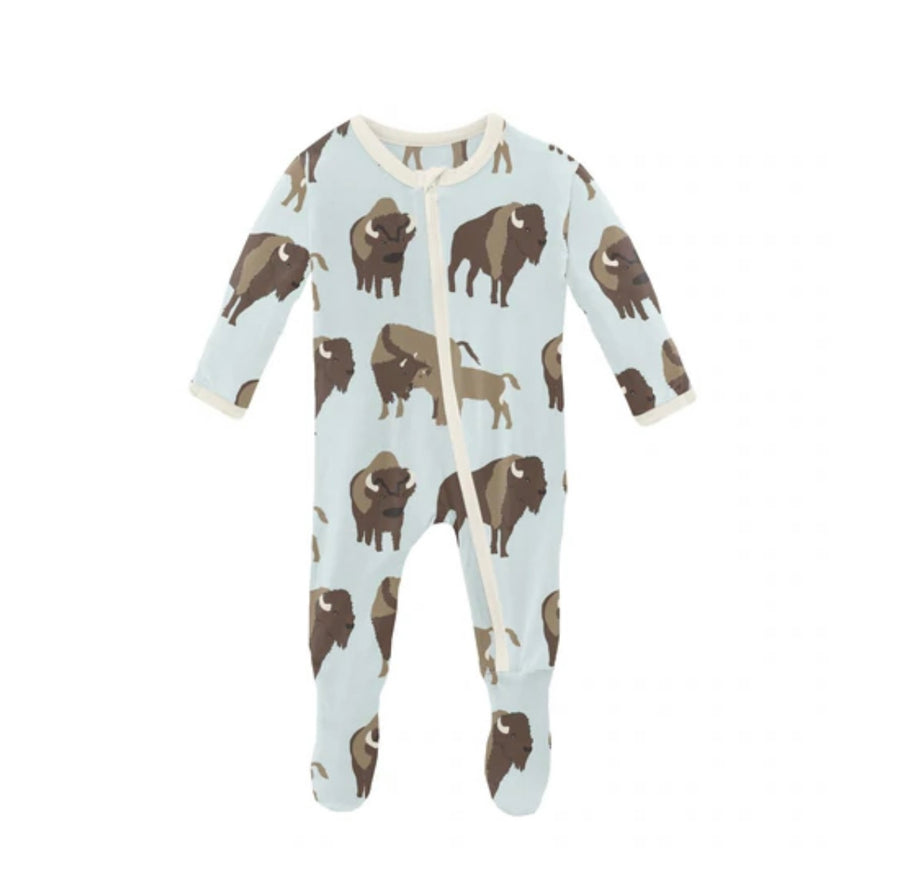 fresh air bison zipper footie - Pink and Brown Boutique
