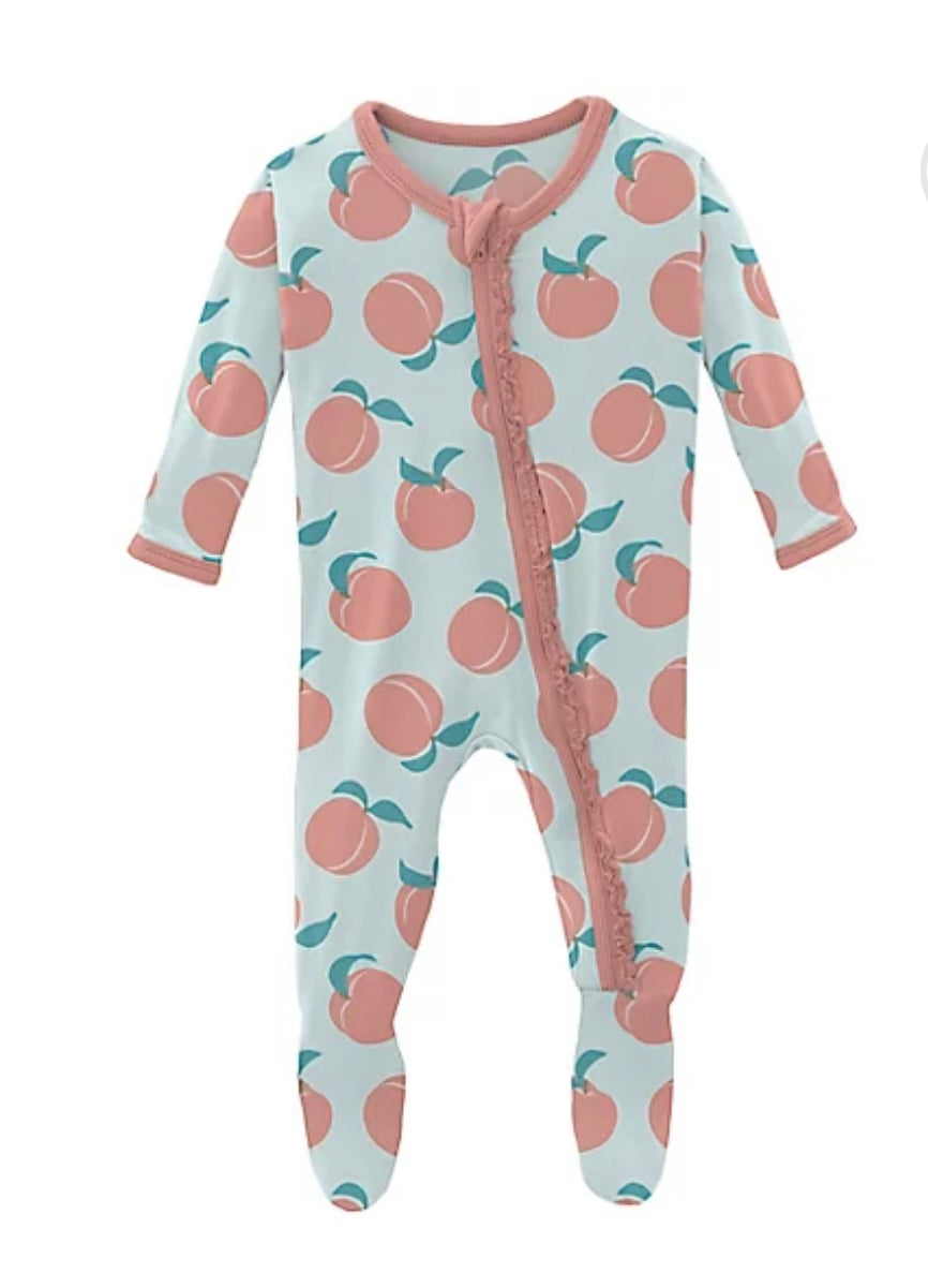 fresh air peaches zipper footie - Pink and Brown Boutique