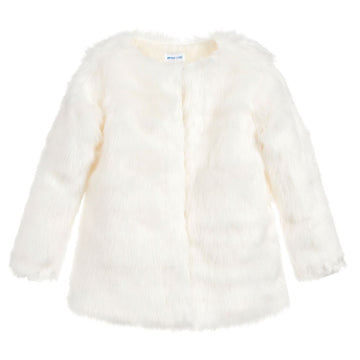 Ivory Faux Fur Coat - Pink and Brown Boutique