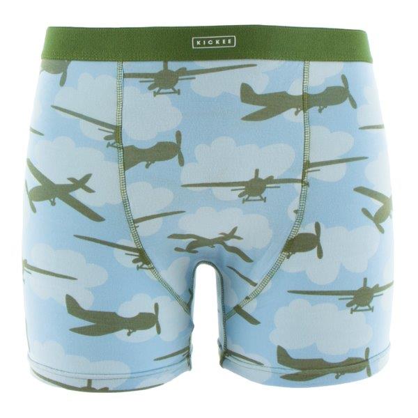 Bamboo Men Boxer Brief in Pond Airplane - Pink and Brown Boutique