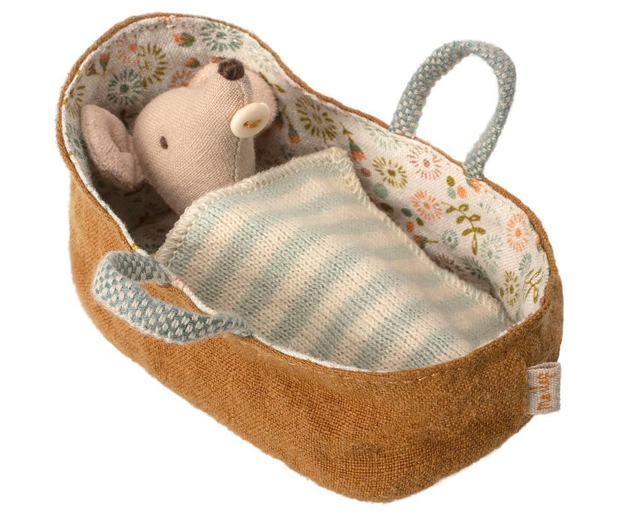 Baby Mouse in Carrycot - Pink and Brown Boutique