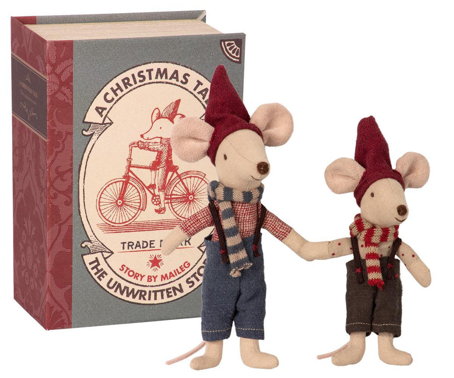 Christmas Mice in Book - Pink and Brown Boutique