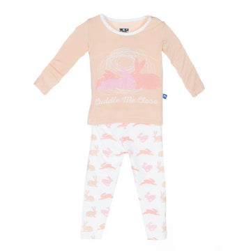 Bamboo Pajama Set in Blush Bunny - Pink and Brown Boutique