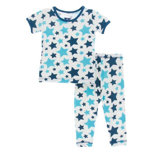 Bamboo Pajama Set in Confetti Stars - Pink and Brown Boutique