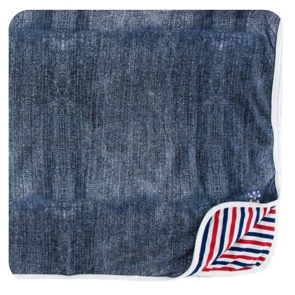 Bamboo Toddler Blanket in Denim - Pink and Brown Boutique